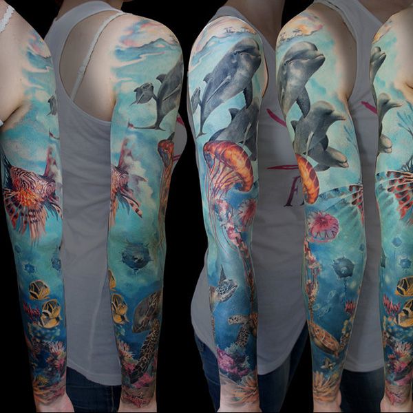 27 Graceful Full Sleeve Tattoo For 2013 | Ocean sleeve tattoos .