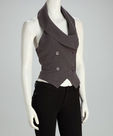 Gray Double-Breasted Halter Vest | zulily | Halter vest, Pants for .