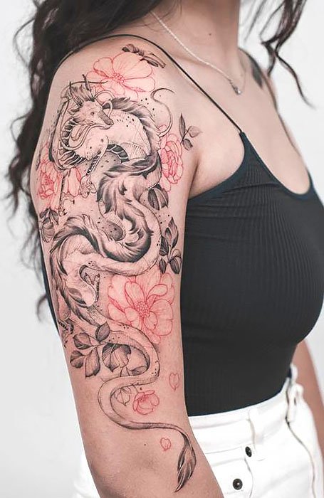 20 Fierce Dragon Tattoo Designs for Women in 2020 - The Trend Spott