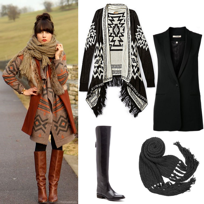 Style-Delights: Fall Outfit Idea : Aztec Prints And Cozy Laye