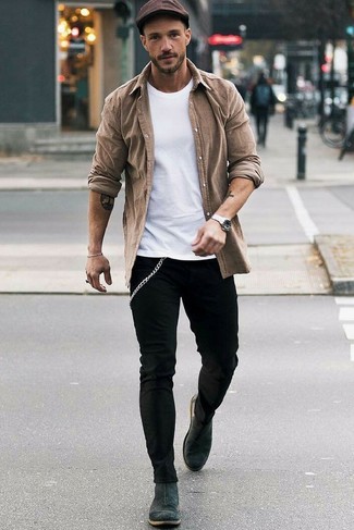 Dark Brown Flat Cap Casual Warm Weather Outfits For Men (6 ideas .