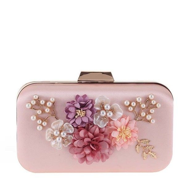 Pearls Beading Floral Clutch Bag ($36) ❤ liked on Polyvore .