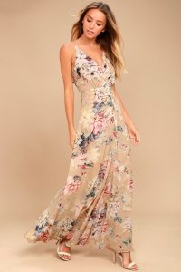 Something Just Like This Beige Floral Print Maxi Dress | Maxi .