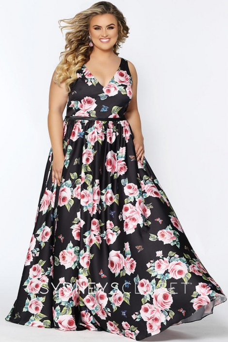 Sydneys Closet SC7296 Floral Plus Size Prom Dress in 2020 | A line .