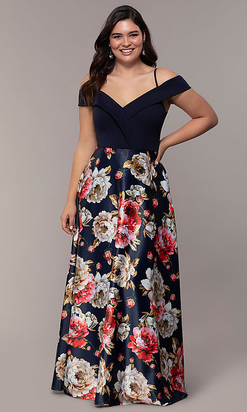 Simply Floral-Print Plus-Size Prom Dress - PromGi