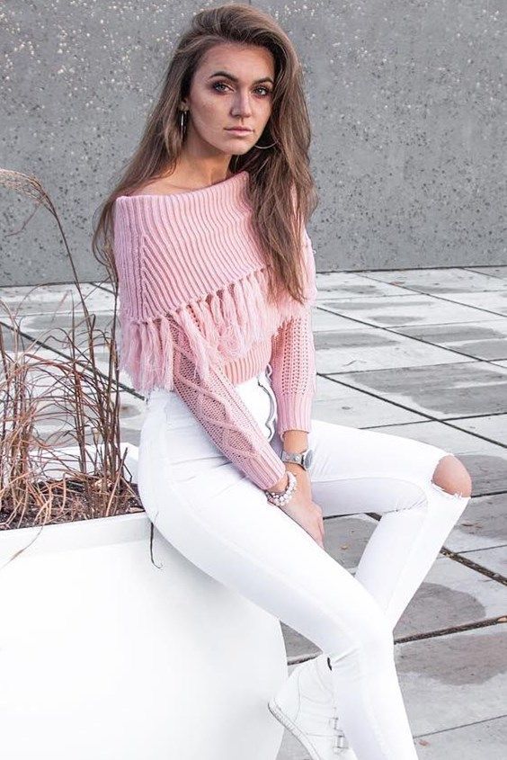 Off Shoulder Fringe Sweater | Fashion, Clothes, Outfi
