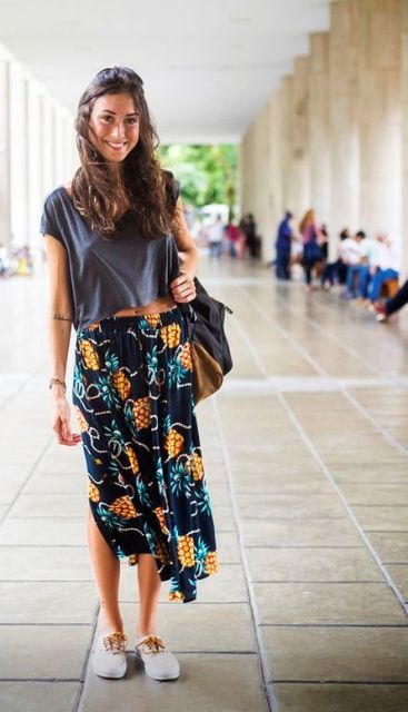 Outfits With Fruit Printed Skirts | Yellow skirt outfits, Printed .
