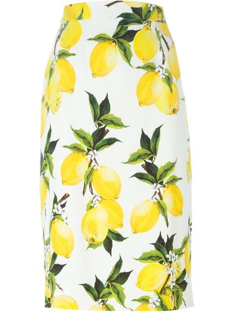 Dolce & Gabbana Lemon Print Skirt | ModeSens | Printed skirts .