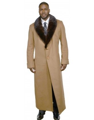 Men's Cashmere Coat with Full Skin Mink Fur Collar | Mens dress .