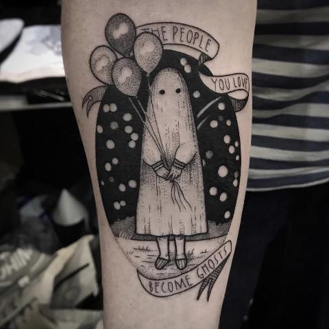 Picture Of Ghost with balloons tattoo id