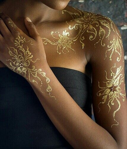 Golden henna designs... #temporary #tattoo #summer #tattoos .
