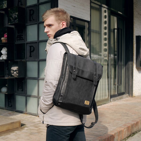 Picture Of a very laconic and modern black and grey backpack is a .