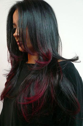 Stunning Hairstyle Black Hair With Red Highlights Glueless Lace .