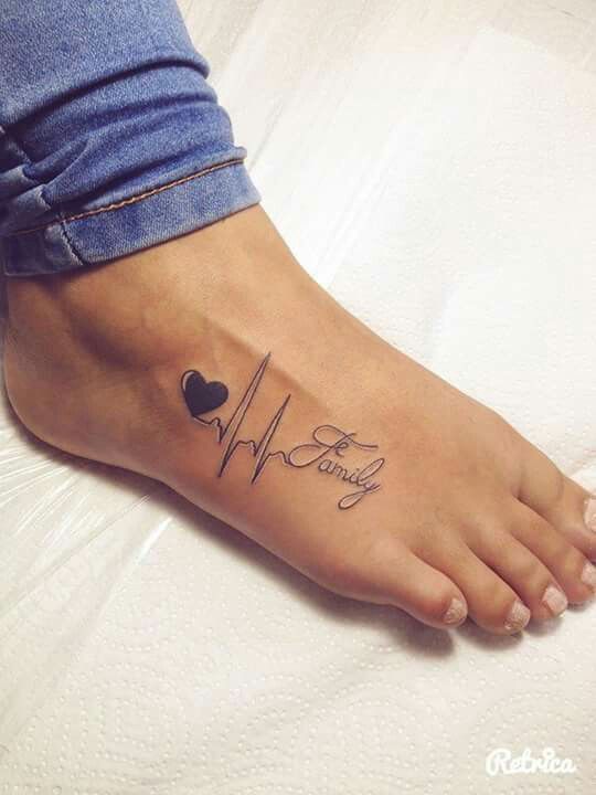 Heartbeat Tattoo Ideas | Tattoos for daughters, Foot tattoos, Foot .