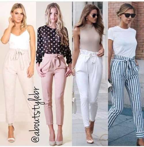 Bow pants and high waisted pants styling ideas | Business casual .