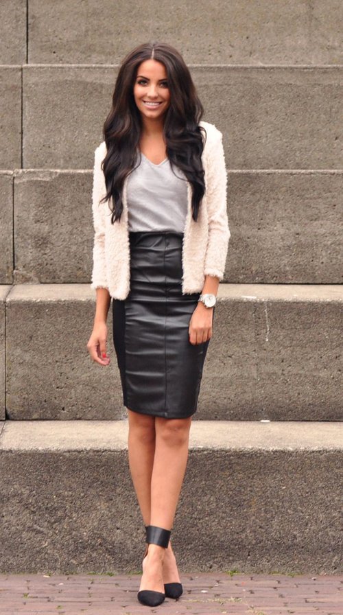 Leather Pencil Skirts Are Now and Forev