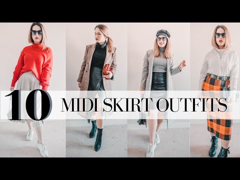 How to wear a midi skirt in winter | 2019 midi skirt outfit ideas .