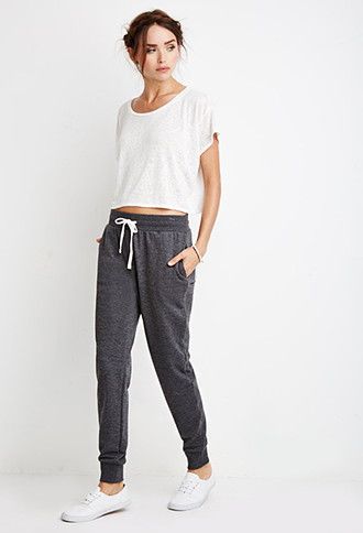 Heathered Drawstring Joggers | Joggers outfit, Womens joggers .