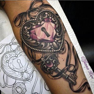 Lock And Key Tattoos For Women | Filigree tattoo, Tattoos, Key tatto