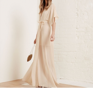 Reformation Winslow Maxi Champagne Wrap Dress Medium Kimono Sleeve .