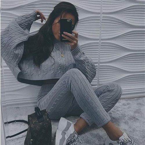 Women Two Piece Set Sweater And Trousers Tracksuits Autumn And .