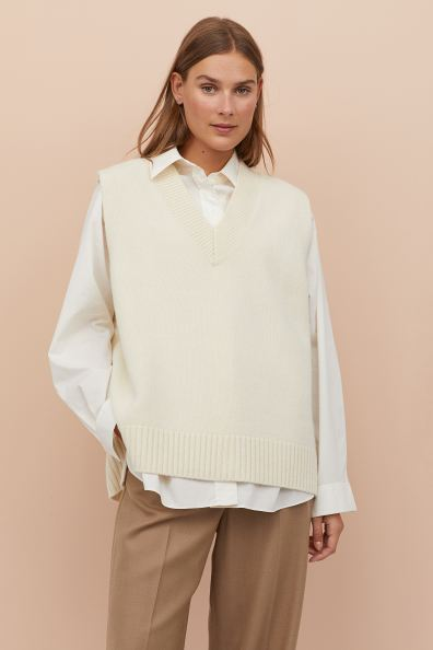 Wool Sweater Vest - Natural white - Ladies | H&M US in 2020 .