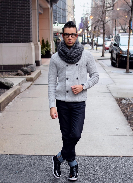 Men Outfits With Knitted Scarves – thelatestfashiontrends.c