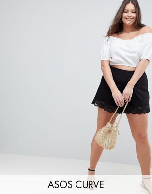 ASOS DESIGN Curve Culotte Shorts With Lace Hem | Curvy girl .
