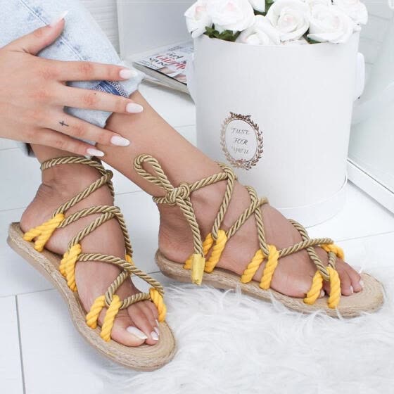 Shop Women Sandals Rome Style Gladiator Sandals Female Lace Up .