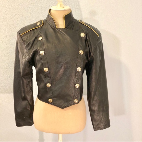 Poetix Jackets & Coats | Cropped Leather Double Breasted Jacket .