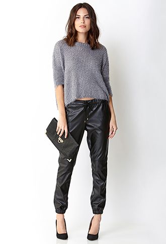 Ultra Chic Faux Leather Joggers | FOREVER 21 - 2000110631 .