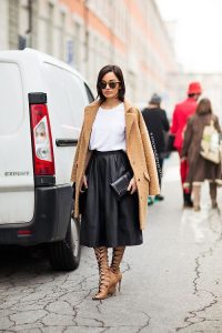 Leather Midi Skirt Outf