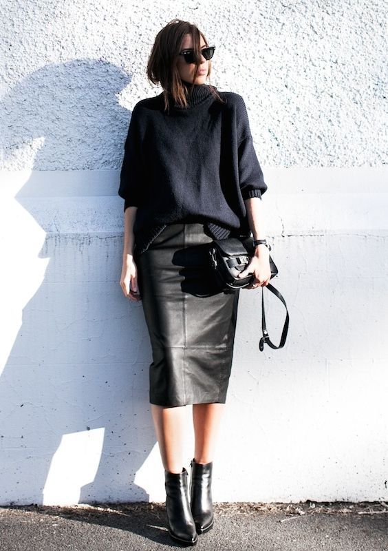 15 Chic Ways To Wear A Leather Midi Skirt - Styleohol