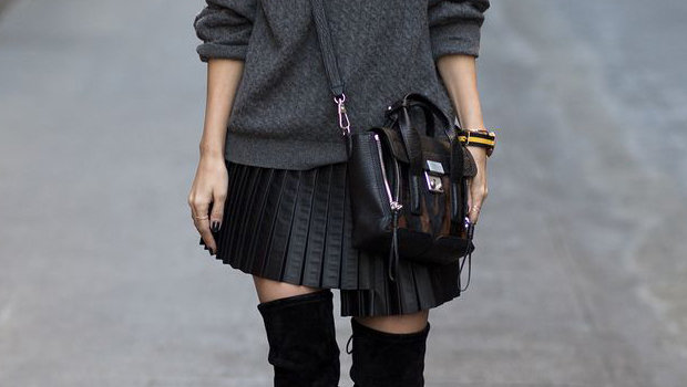 Ideas to Wear Pleated Leather Skir