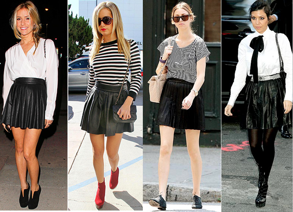 How to Wear a Pleated Leather Skirt – Outfit Ideas – Celebrity .