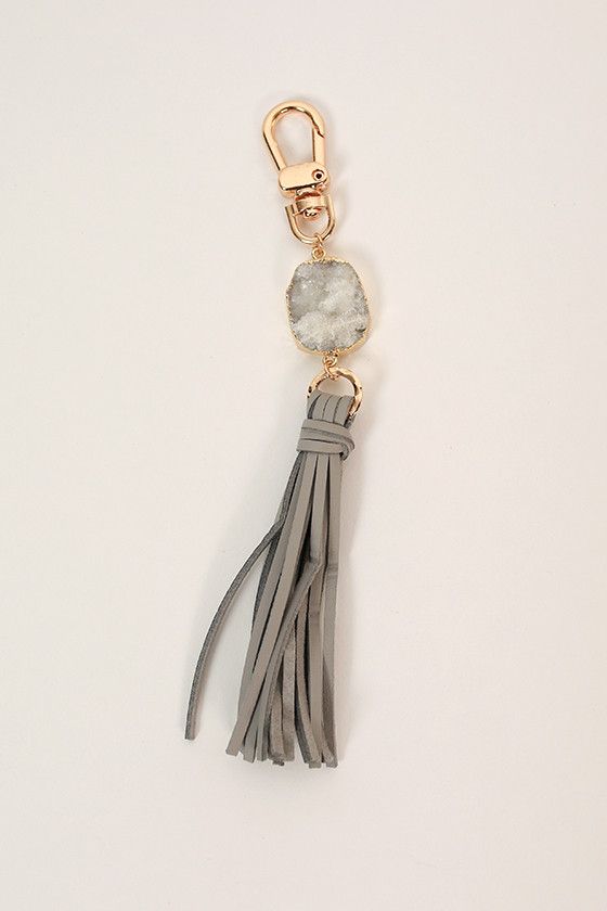Isla Tassel Keychain in Grey | Keychain, Tassel keychain, Leather .