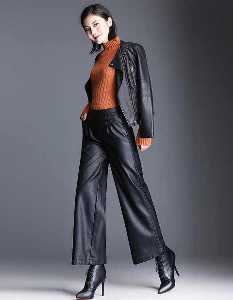15 Outfits With Leather Wide Leg Pants - Styleohol