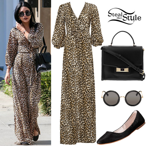 Vanessa Hudgens: Animal Print Maxi Dress Outfit | Steal Her Sty