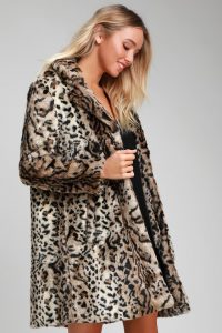 BB Dakota Bradshaw - Leopard Faux Fur Coat - Leopard Print Coat .