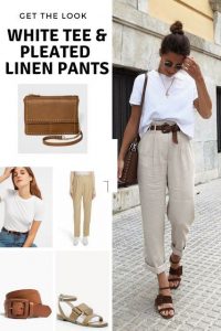 Get the look: white tee and pleated linen pants in 2020 | White .