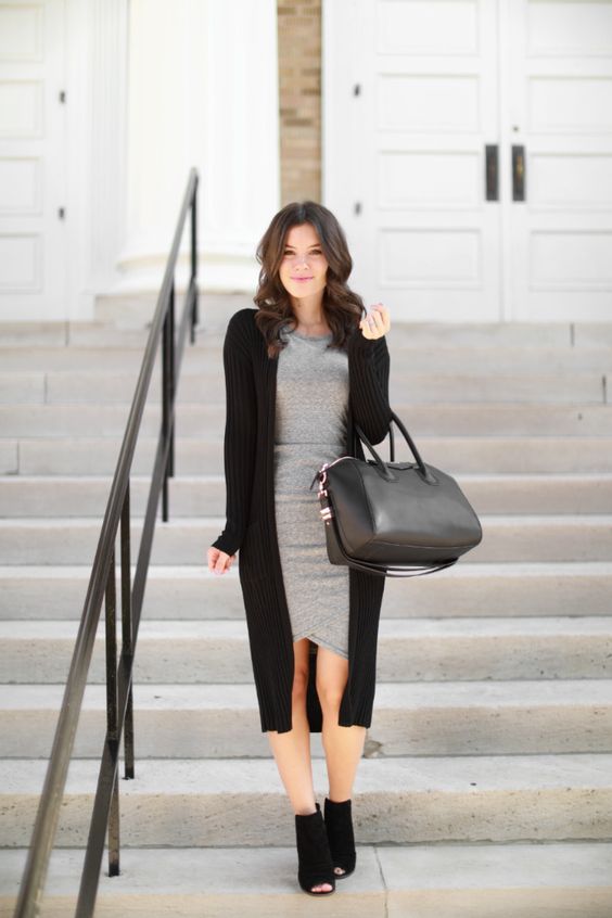15 Ways To Wear A Long Cardigan At Work In Winter - Styleohol