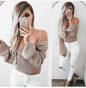 top, long sleeves, off the shoulder, long sleeve crop top, outfit .