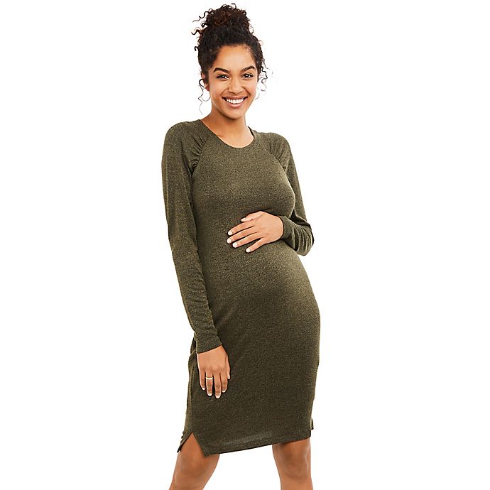Motherhood® Maternity Gathered Sleeve Maternity Sweater Dress .