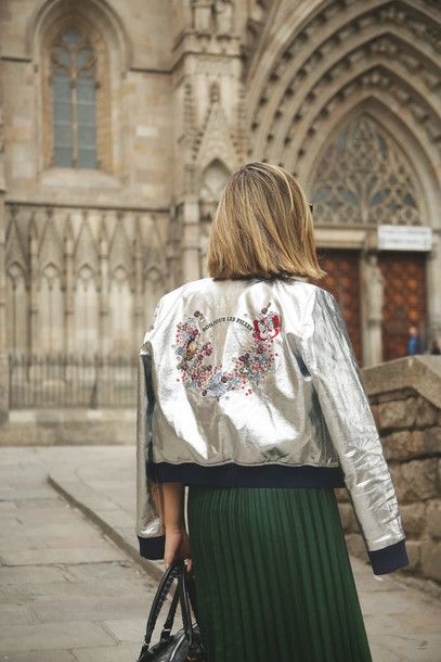 Find Out Where To Get The Jacket | Metallic bomber jacket, Green .