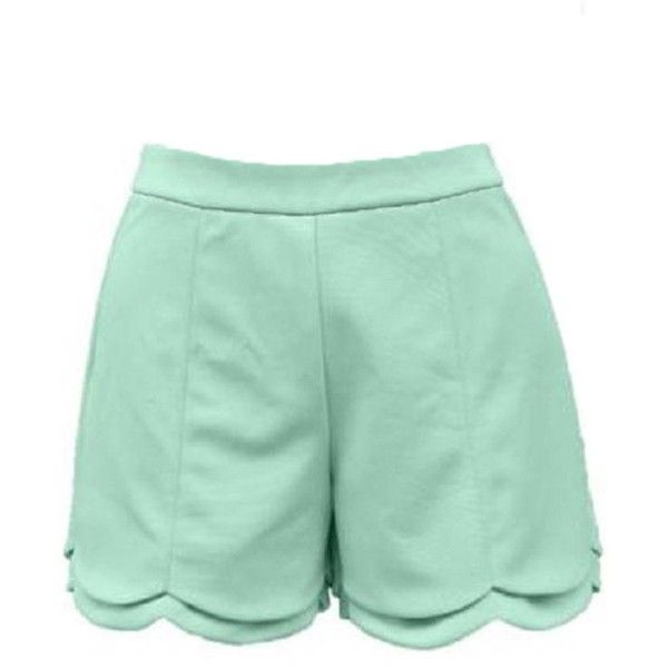 Towallmark Women High Waisted Back Zipper Mint Green Summer Shorts .