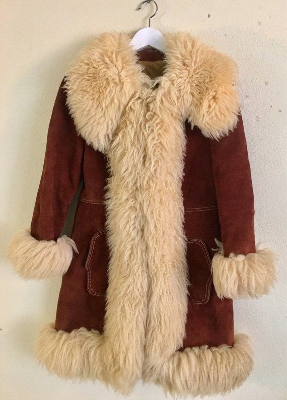 60s 70s Vintage afghan coat in rusty suede shearling | 60s fashion .