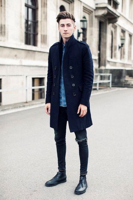 24 Stunning Navy Blue Coat Outfits For Men - Styleohol