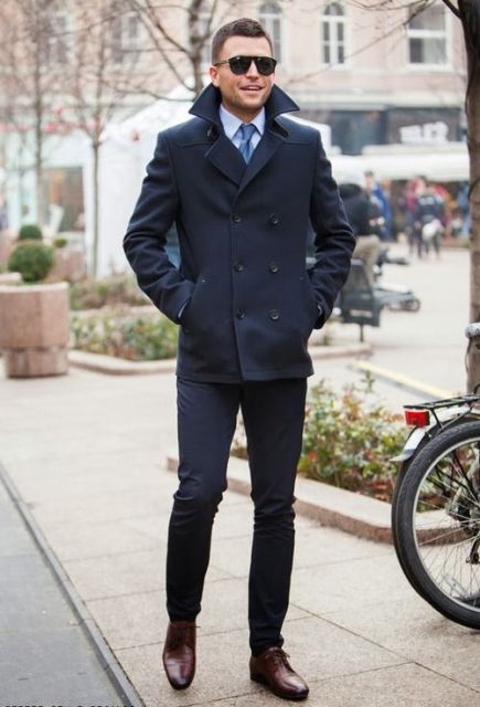 24 Stunning Navy Blue Coat Outfits For Men - Styleohol