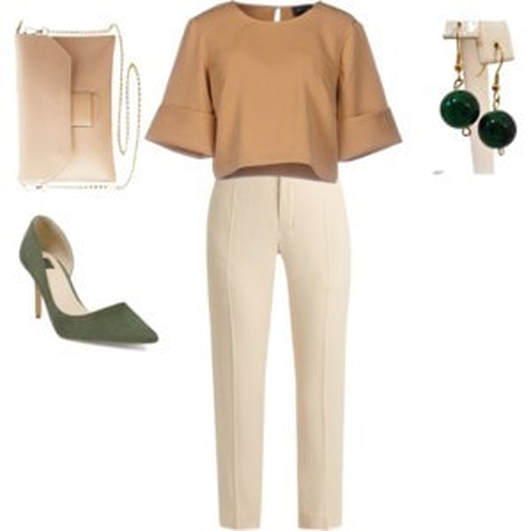 NEUTRAL WORK OUTFIT WITH A POP OF GREEN - EXCLUSIVE