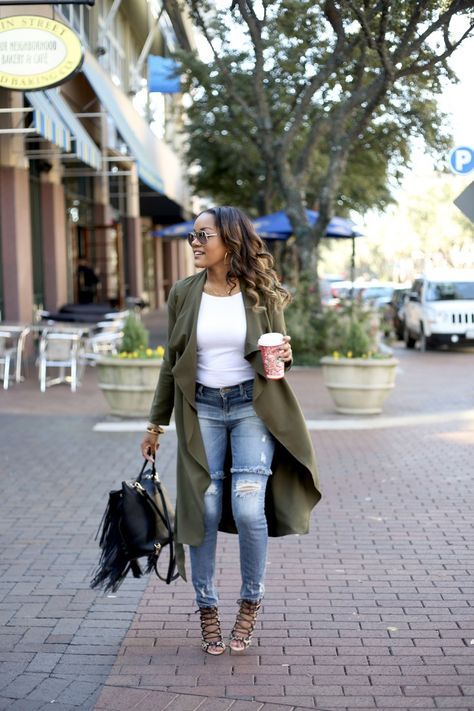 FALL TRANSITIONAL PIECE: OLIVE TRENCH COAT BY PINK BLUSH! | Casual .